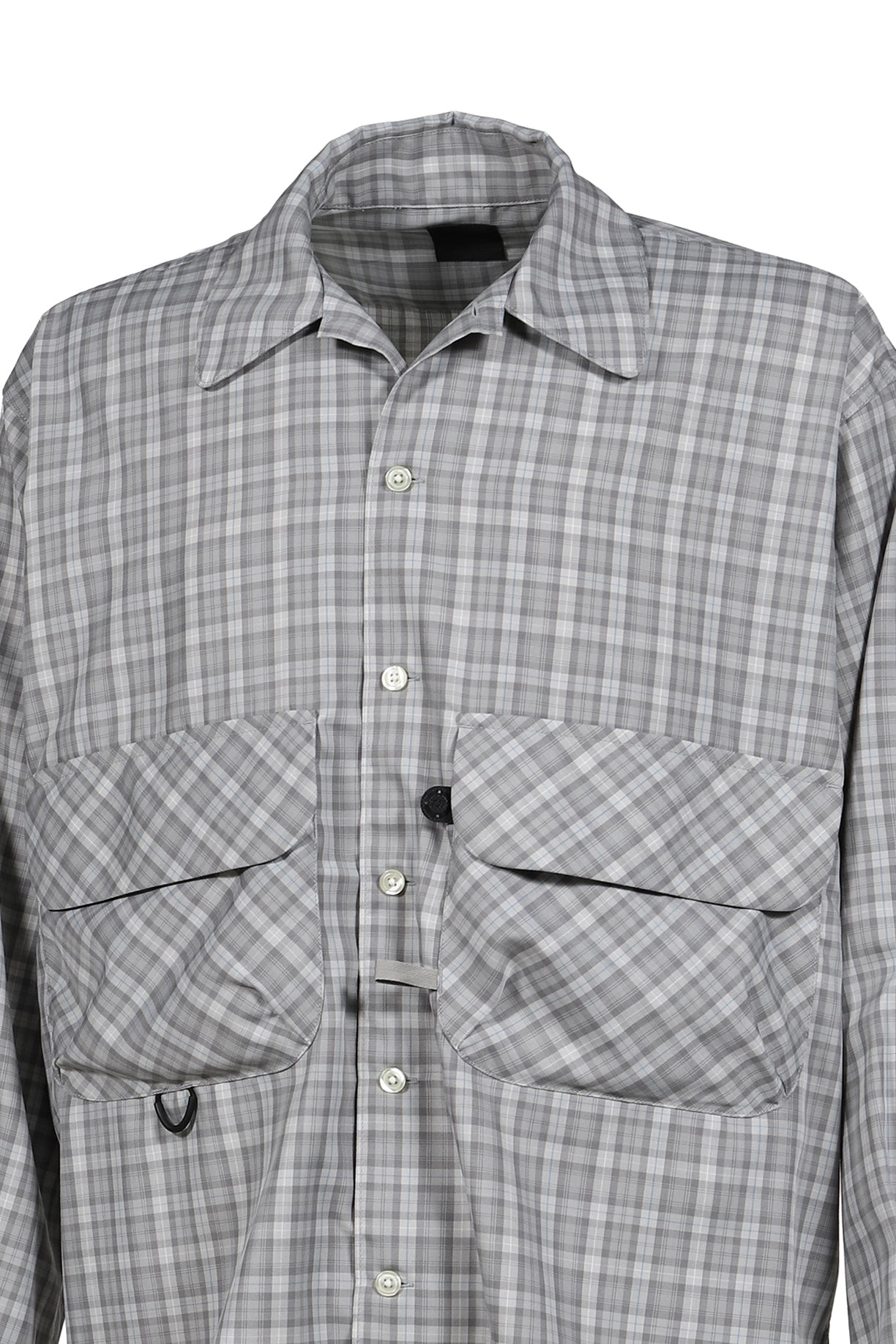TECH SPORTS OPEN COLLAR SHIRT L/S GREN PLAID / LT.GRY