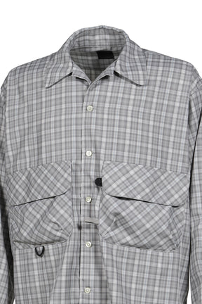 TECH SPORTS OPEN COLLAR SHIRT L/S GREN PLAID / LT.GRY