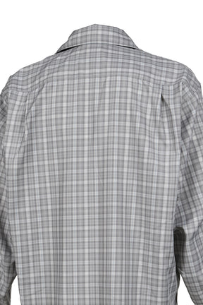 TECH SPORTS OPEN COLLAR SHIRT L/S GREN PLAID / LT.GRY