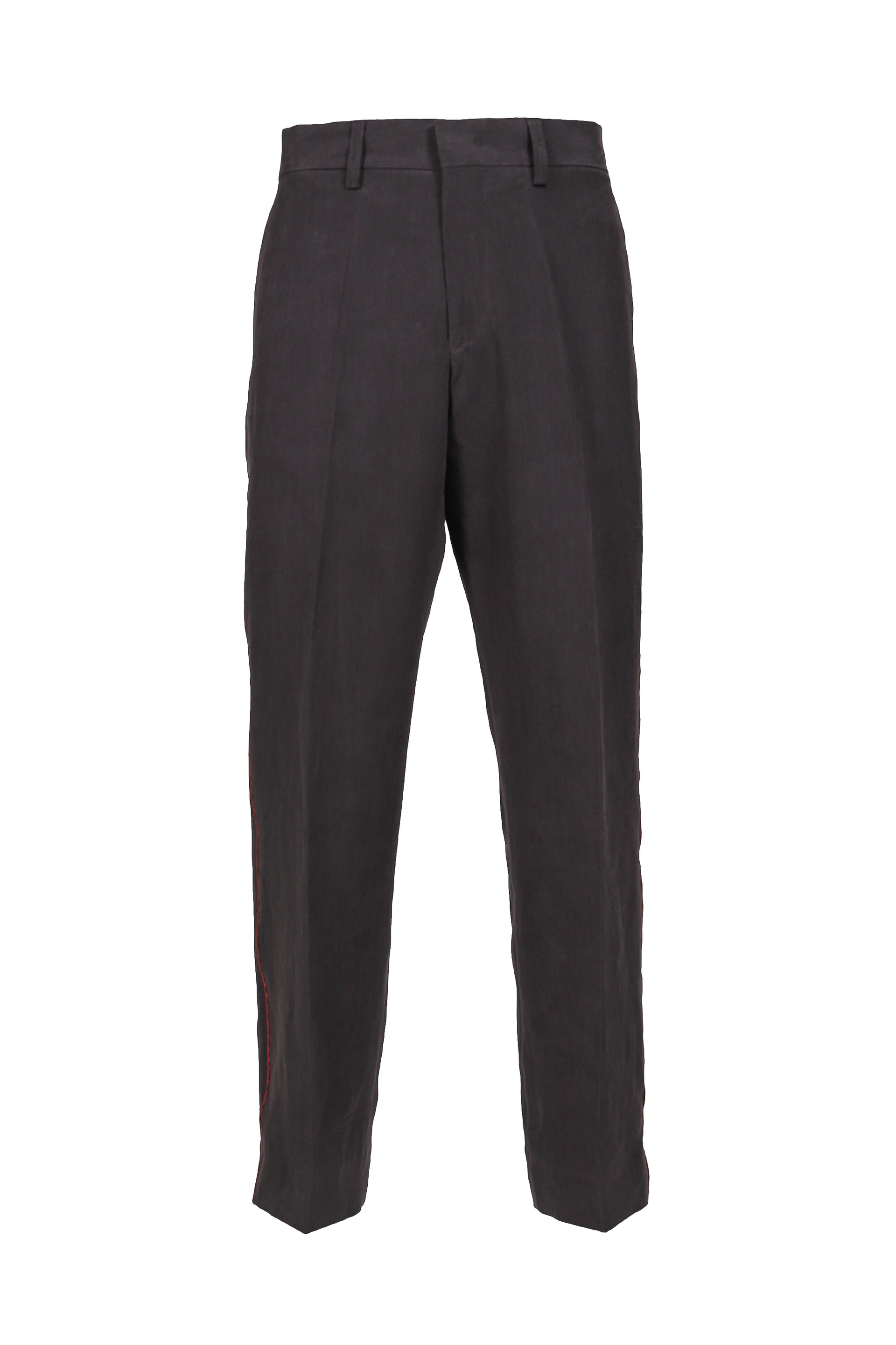 LINEN FIREMAN EVERYDAY TROUSER  / SLATE/RED PIPING