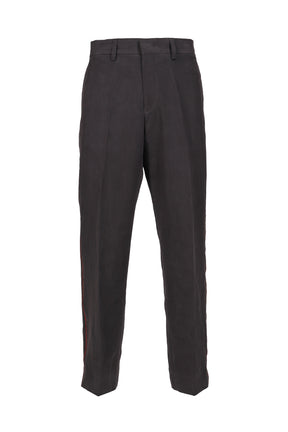 LINEN FIREMAN EVERYDAY TROUSER  / SLATE/RED PIPING