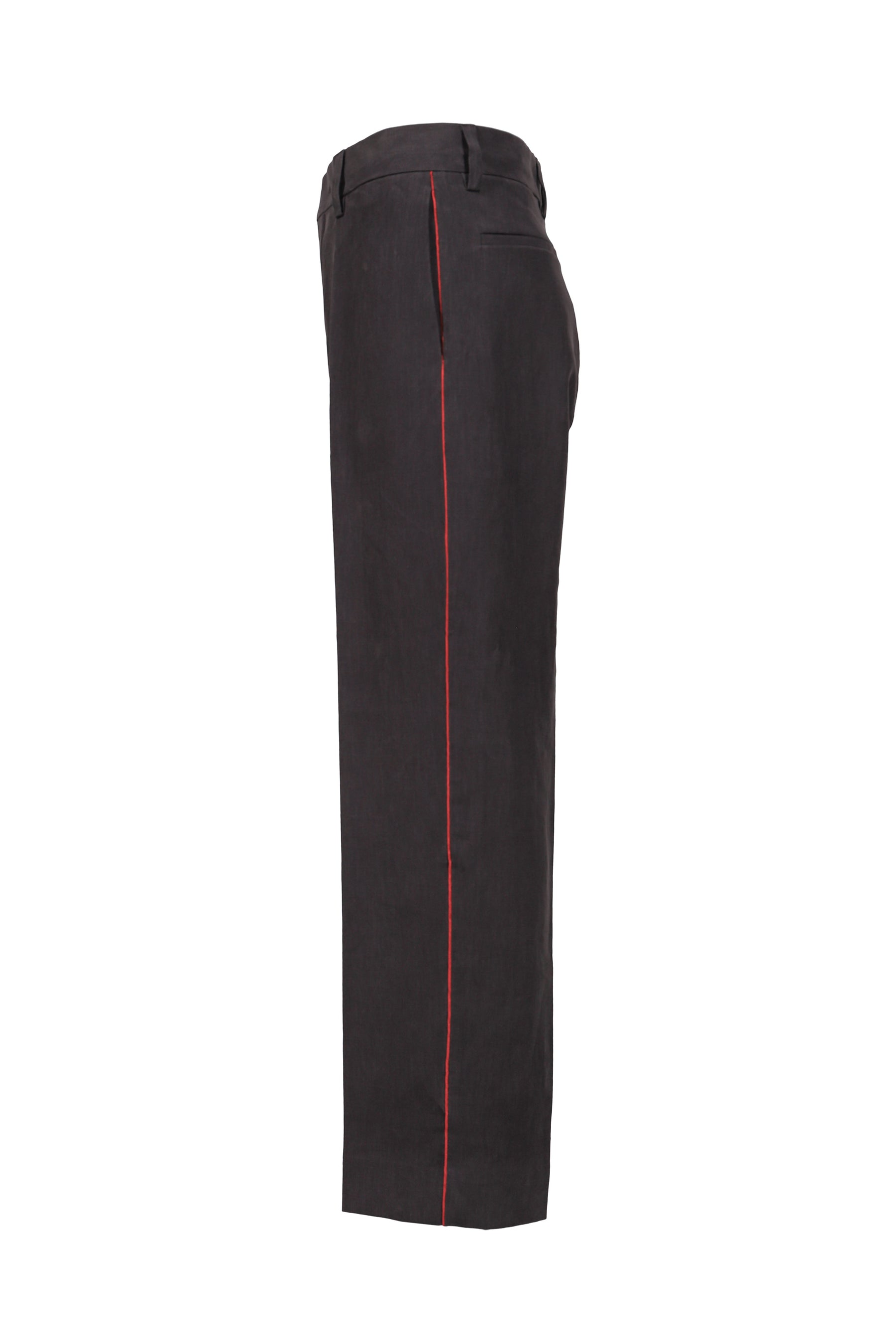 LINEN FIREMAN EVERYDAY TROUSER  / SLATE/RED PIPING
