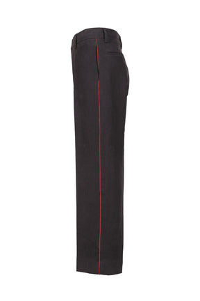 LINEN FIREMAN EVERYDAY TROUSER  / SLATE/RED PIPING