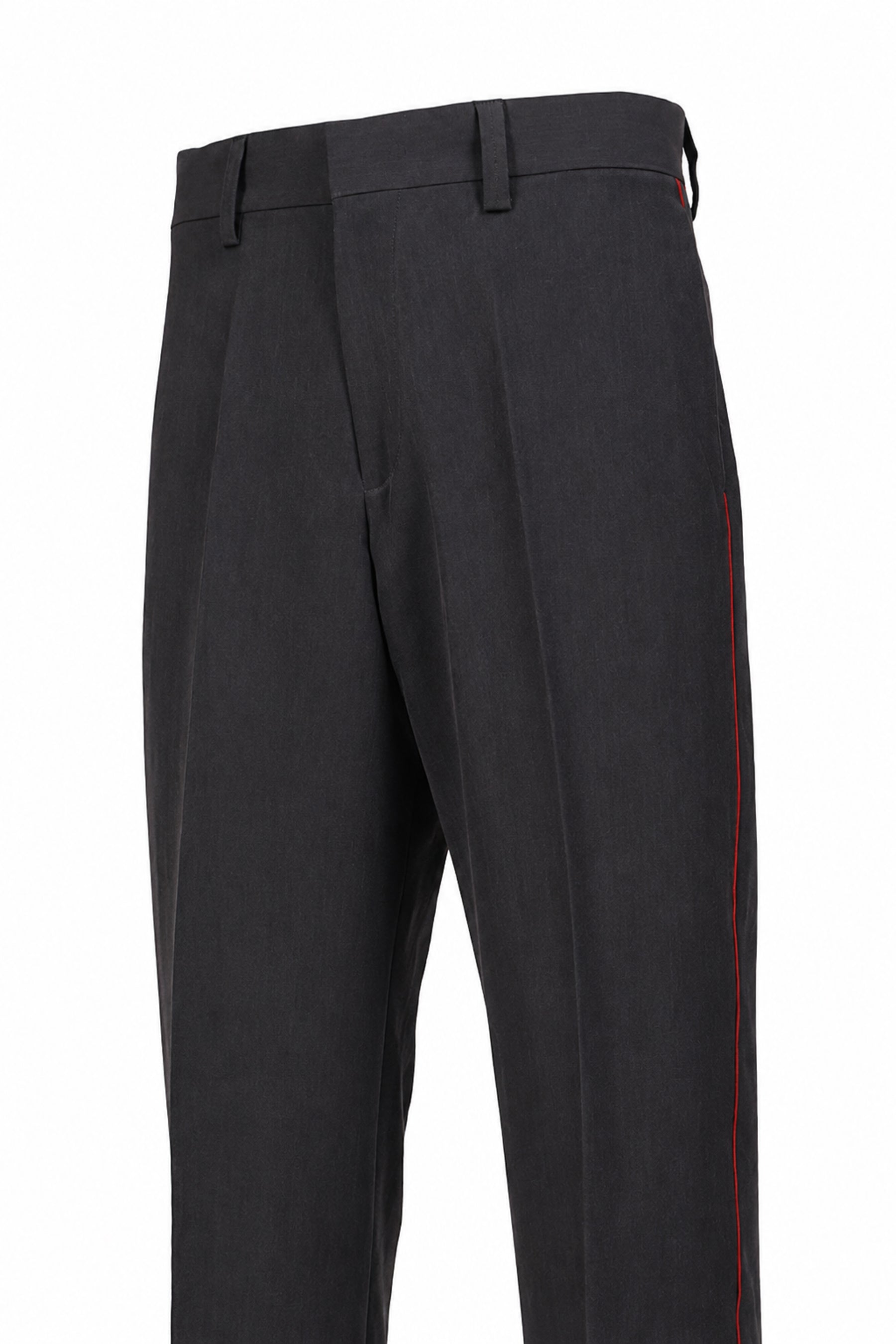 LINEN FIREMAN EVERYDAY TROUSER  / SLATE/RED PIPING