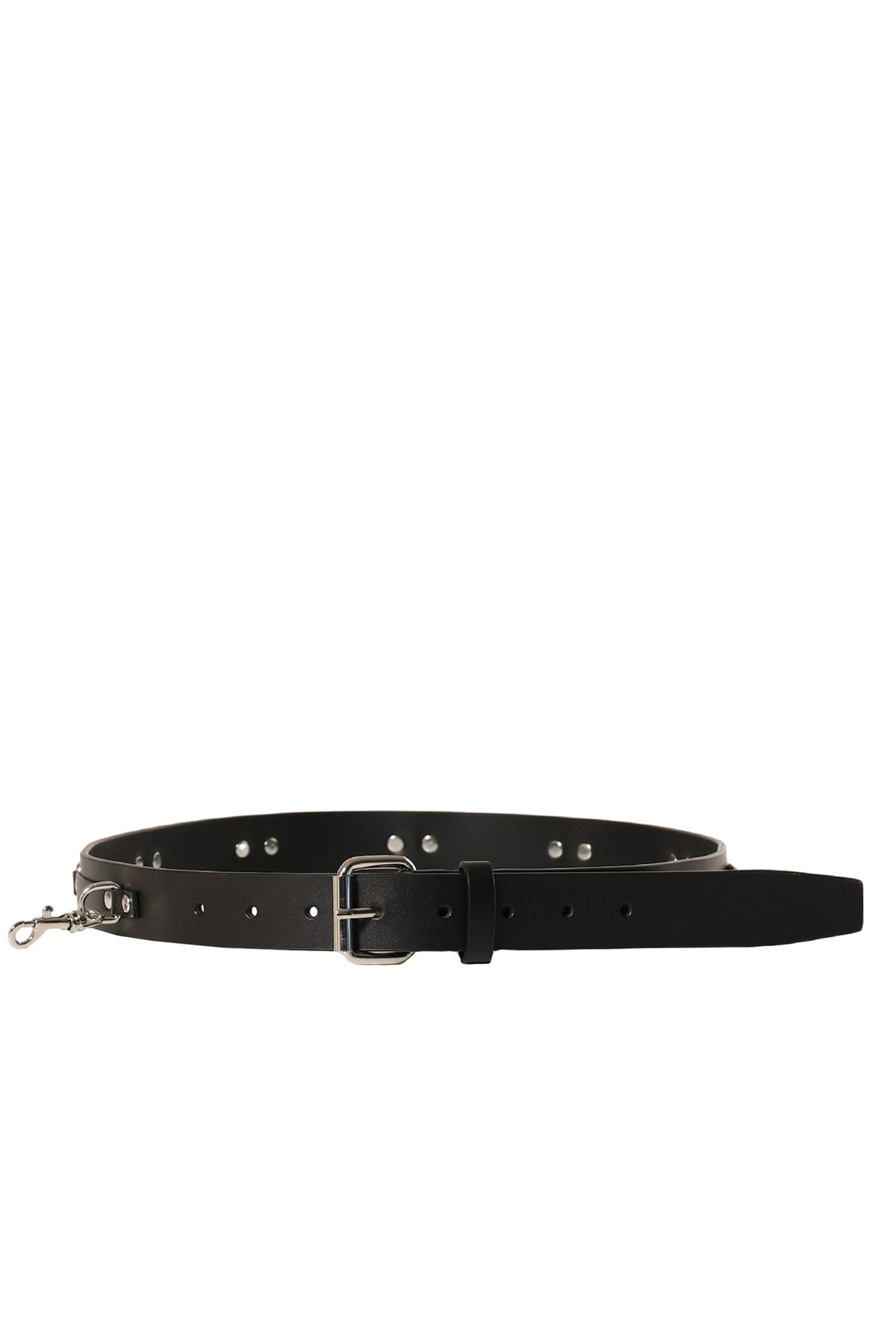 LEATHER BELT WITH METAL HARDWARE / BLK