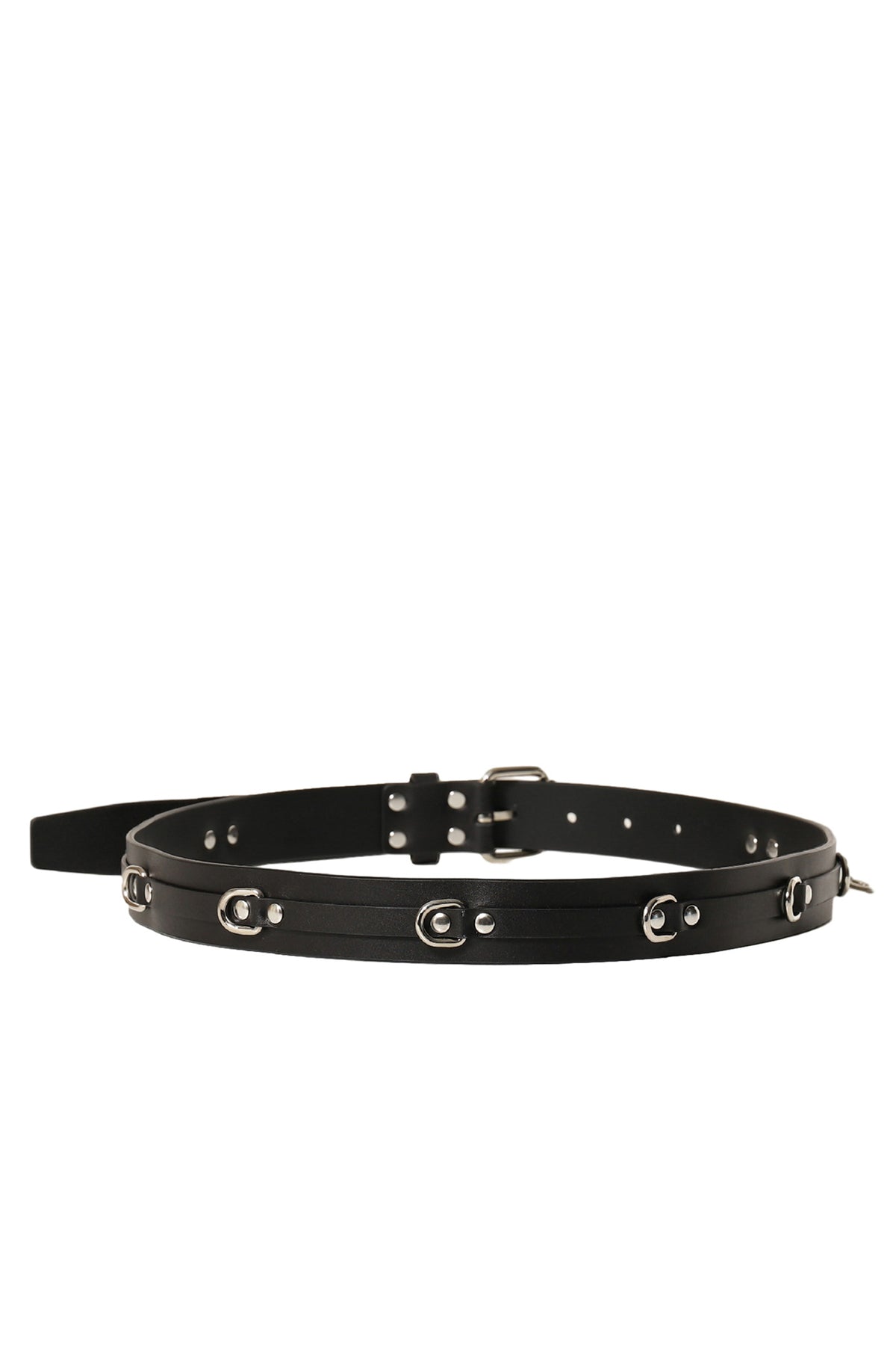 LEATHER BELT WITH METAL HARDWARE / BLK