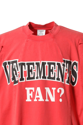 VETEMENTS FAN DECONSTRUCTED T-SHIRT / WASHED RED