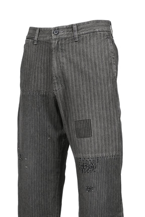 ANTIQUE WORK TROUSERS / PATCH WORK RAILROAD STRIPE