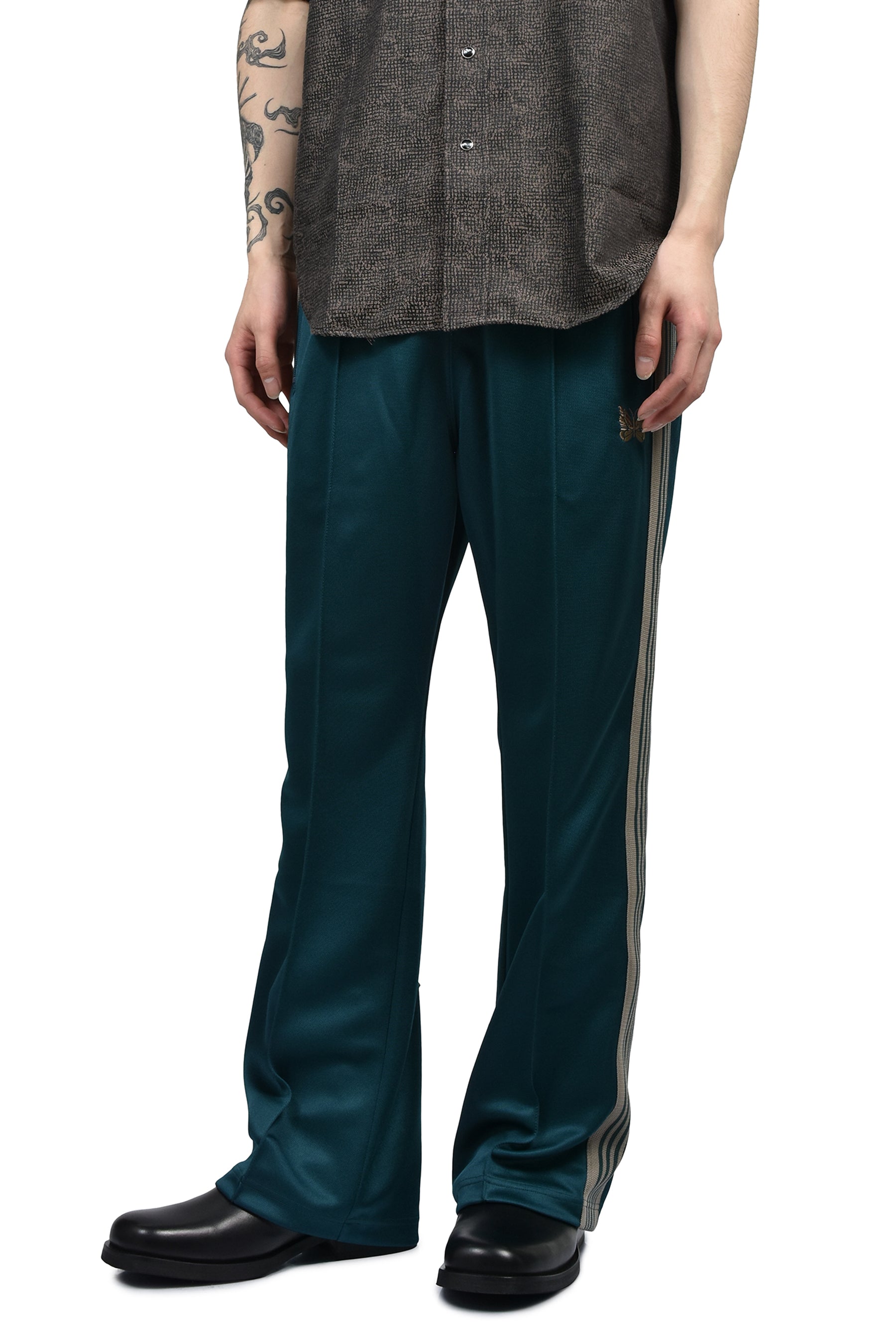 Needles BOOT-CUT TRACK PANT - POLY SMOOTH / GRN