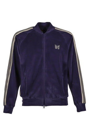 RIB COLLAR TRACK JACKET - C/PE VELOUR / NVY