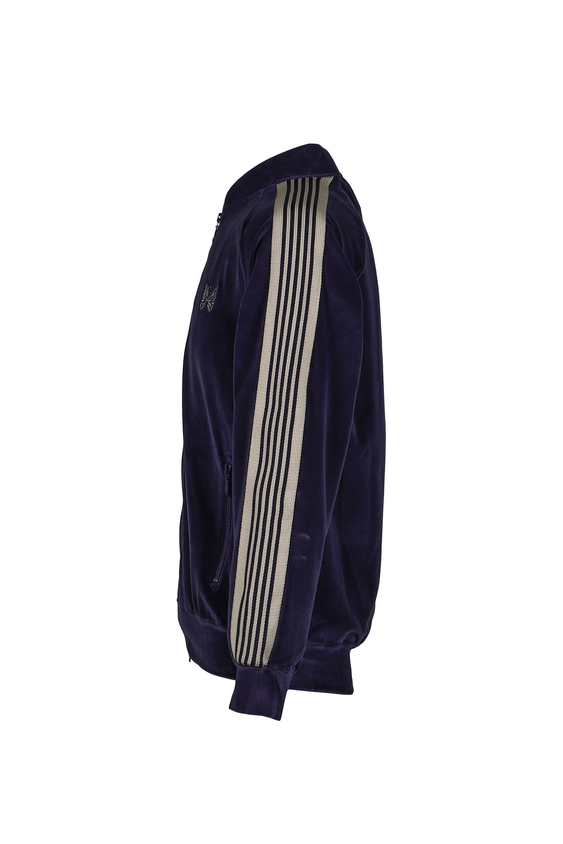 RIB COLLAR TRACK JACKET - C/PE VELOUR / NVY