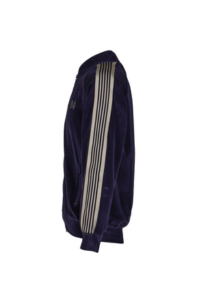 RIB COLLAR TRACK JACKET - C/PE VELOUR / NVY