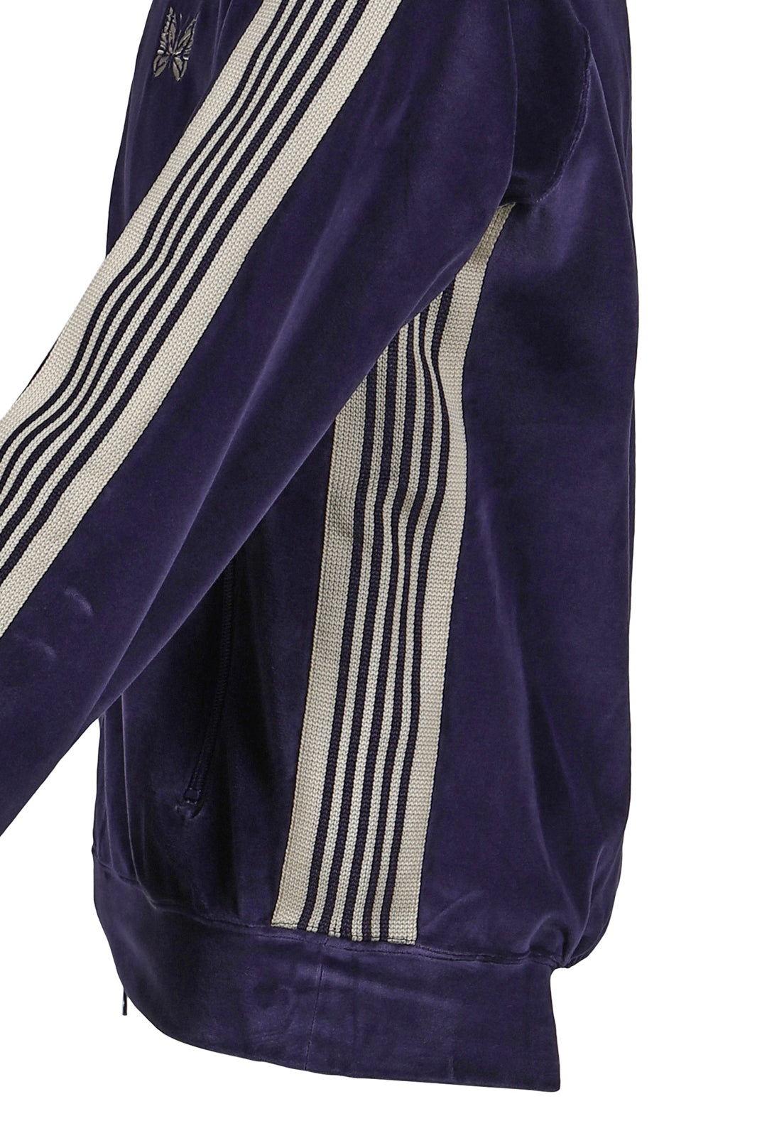 RIB COLLAR TRACK JACKET - C/PE VELOUR / NVY