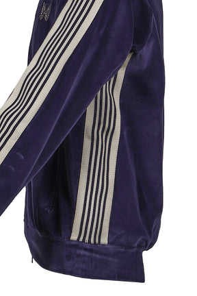 RIB COLLAR TRACK JACKET - C/PE VELOUR / NVY