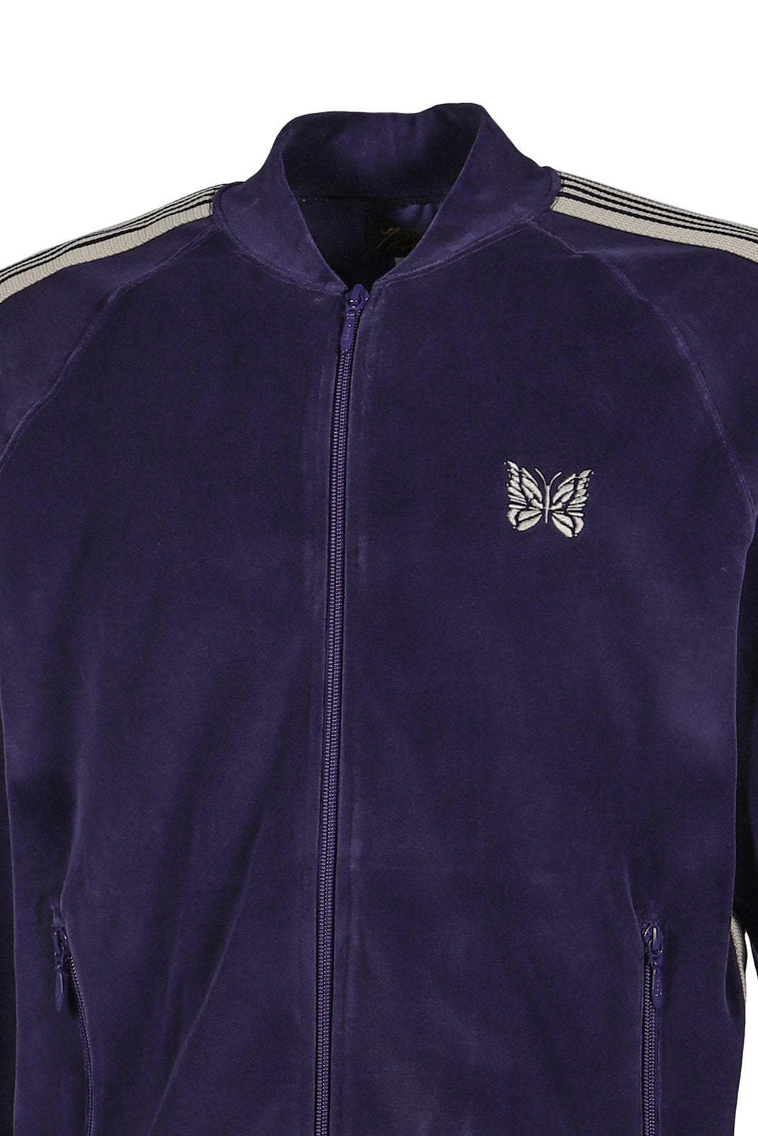 RIB COLLAR TRACK JACKET - C/PE VELOUR / NVY