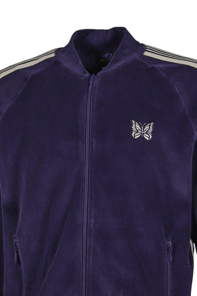 RIB COLLAR TRACK JACKET - C/PE VELOUR / NVY