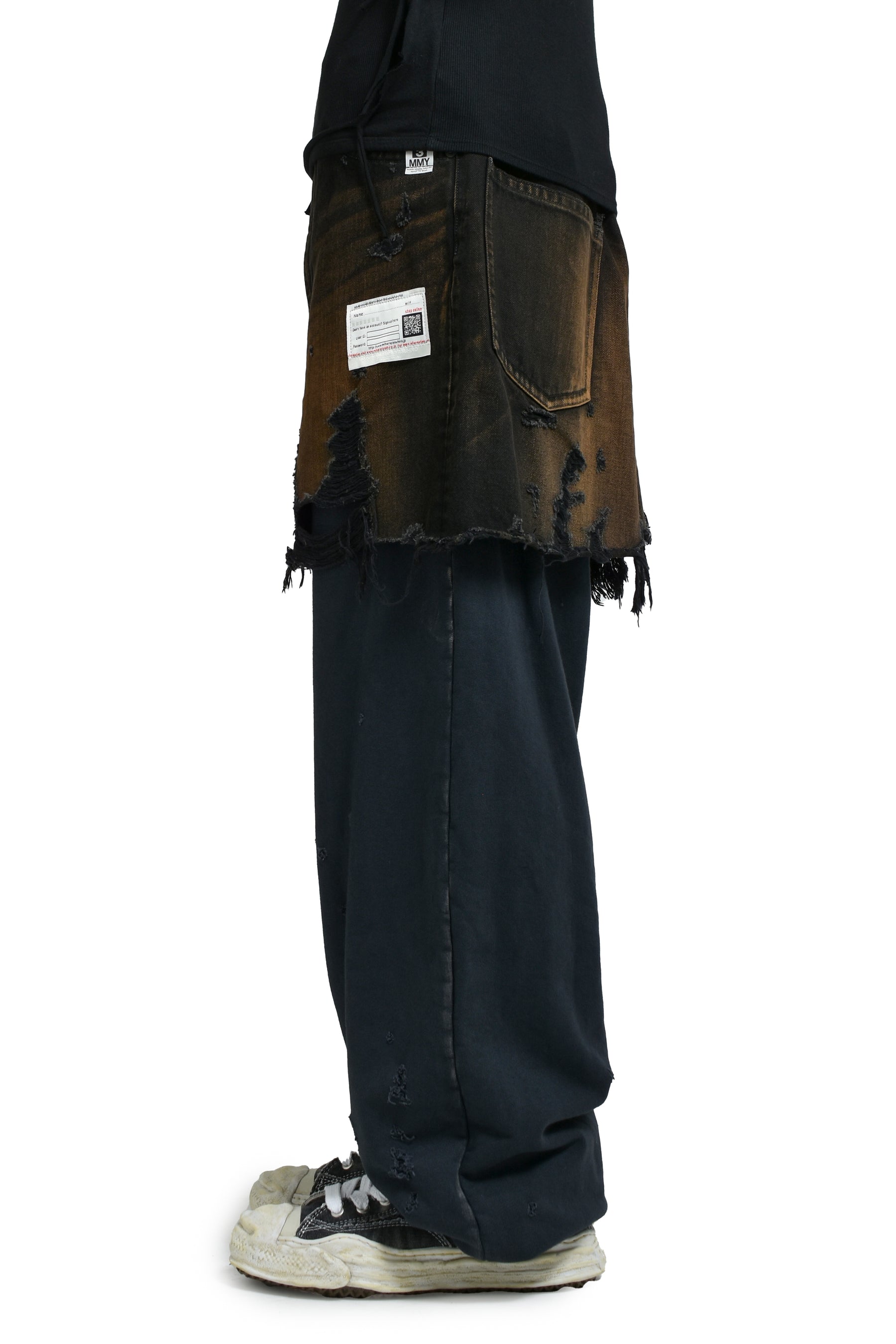 WAIST LAYERED JEANS / BLK