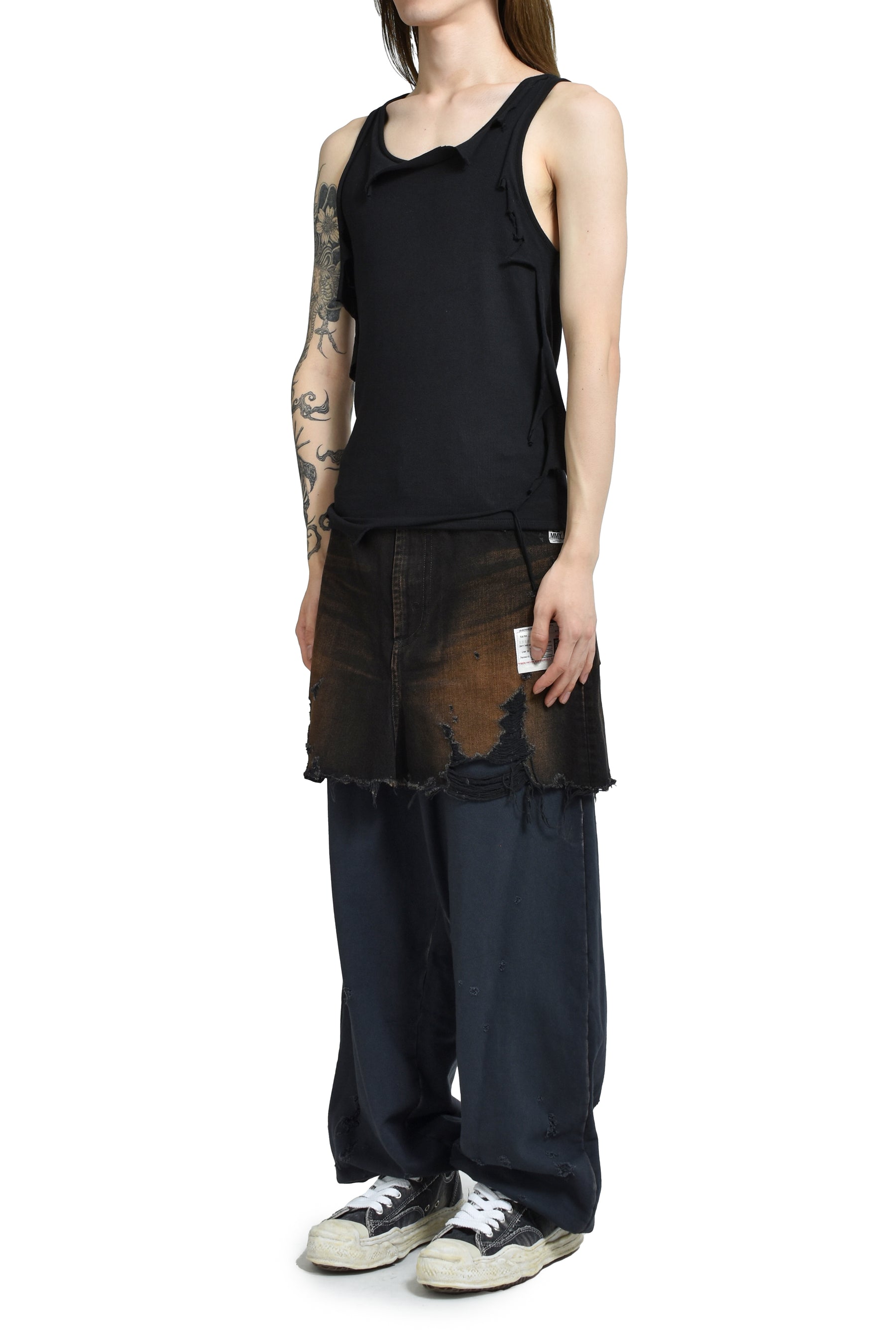 WAIST LAYERED JEANS / BLK