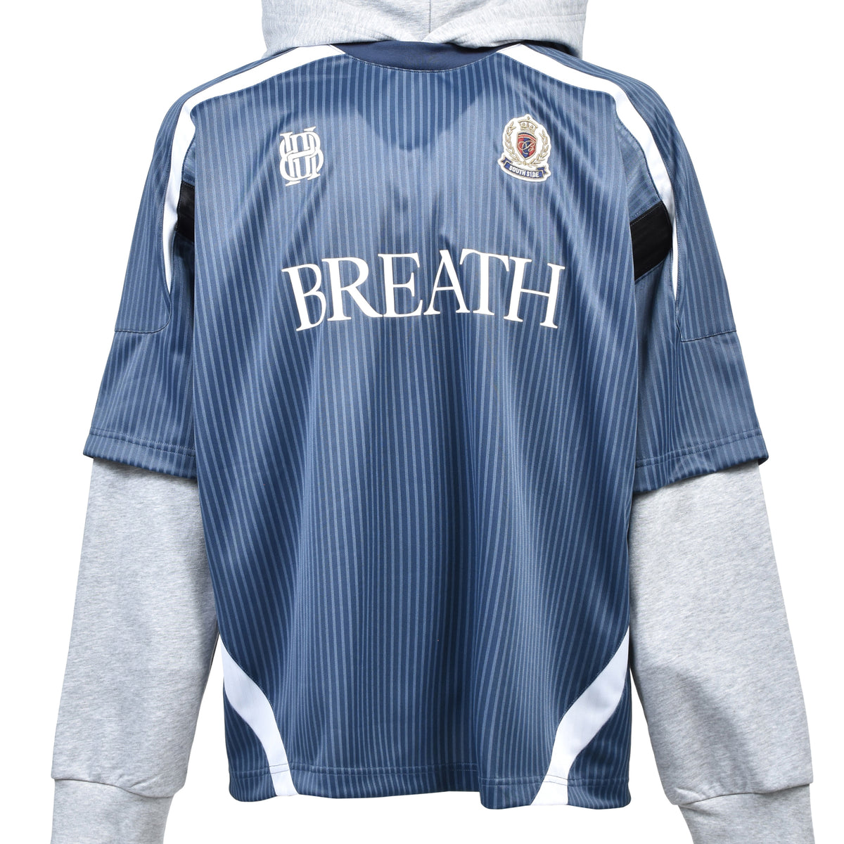 BREATH BREATH SS26BH LOGO LAYERED GAME SHIRT HOODIE / GRY - NUBIAN