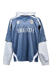 BH LOGO LAYERED GAME SHIRT HOODIE / GRY