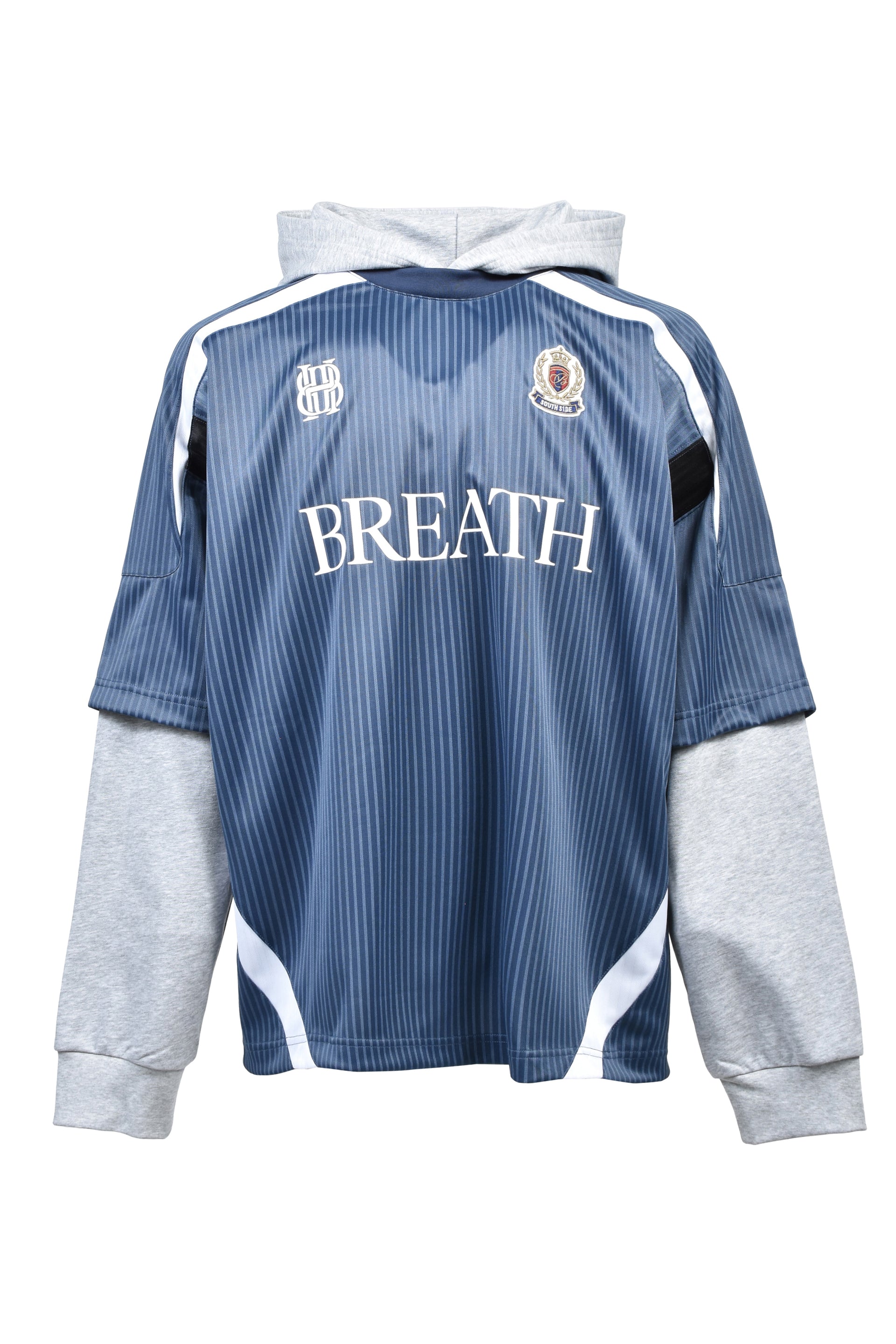 BH LOGO LAYERED GAME SHIRT HOODIE / GRY