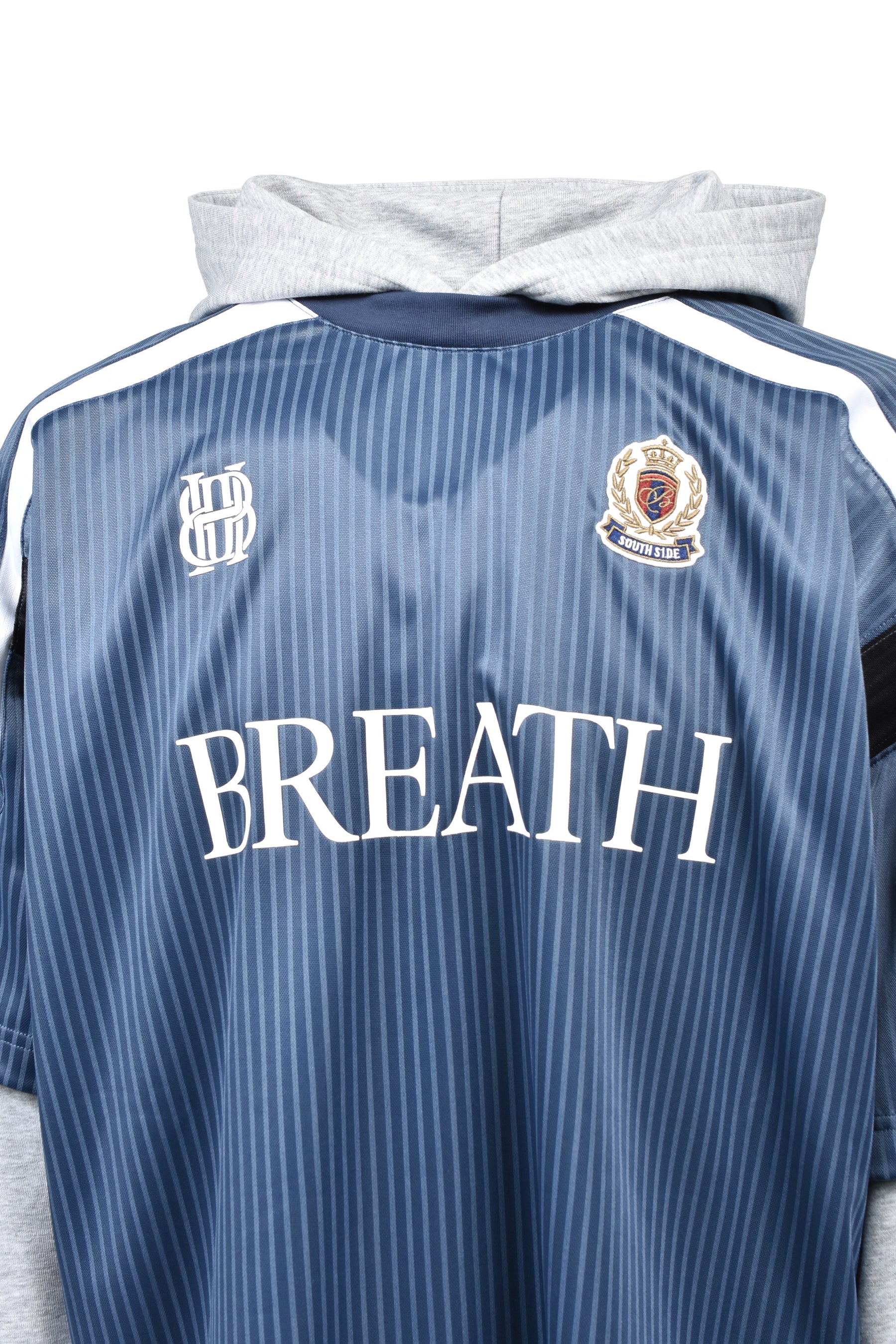 BH LOGO LAYERED GAME SHIRT HOODIE / GRY