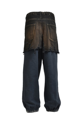 WAIST LAYERED JEANS / BLK