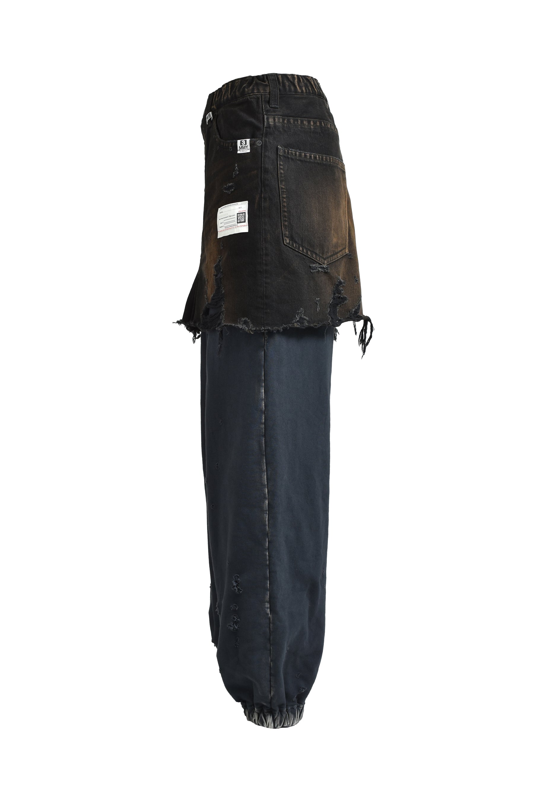 WAIST LAYERED JEANS / BLK