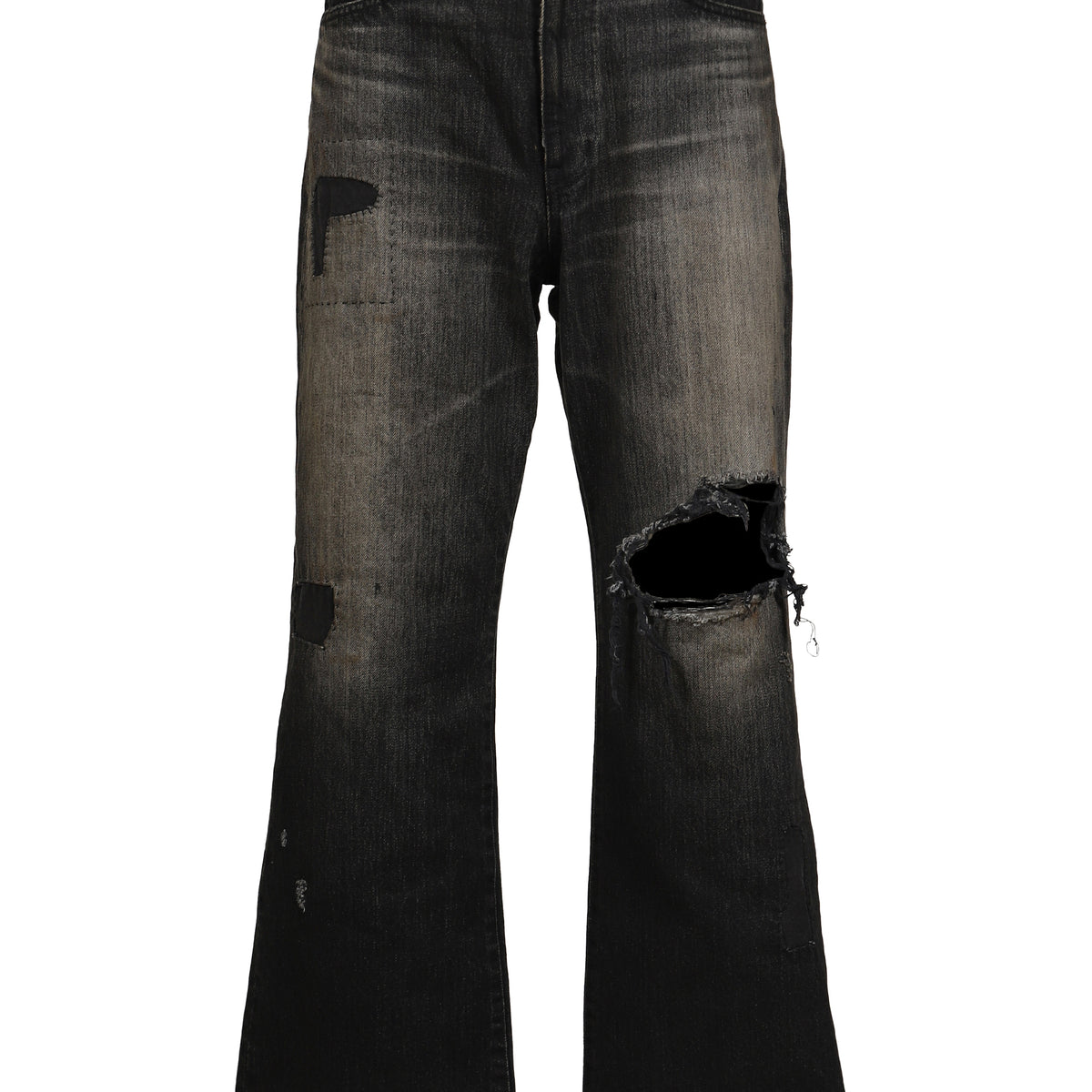 KAMIYA カミヤ FW26 REPAIRED WIDE BOOTCUT JEANS / BLK - NUBIAN ヌビアン