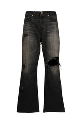 REPAIRED WIDE BOOTCUT JEANS / BLK