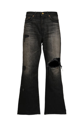 REPAIRED WIDE BOOTCUT JEANS / BLK
