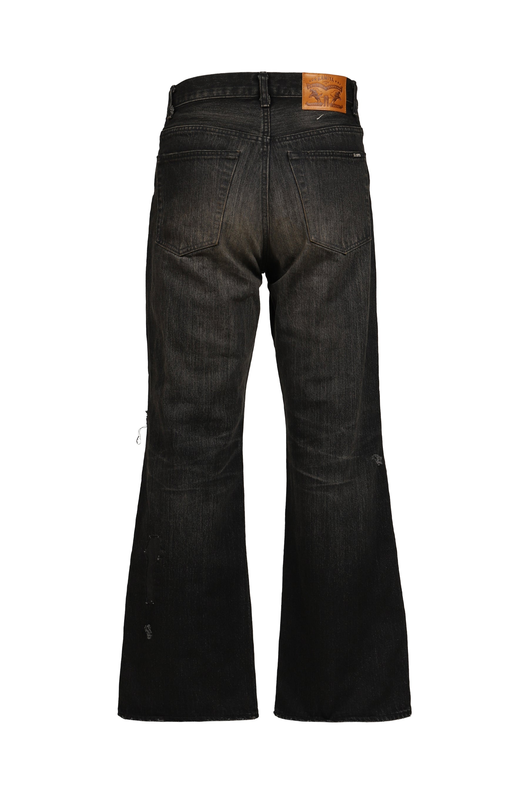 REPAIRED WIDE BOOTCUT JEANS / BLK