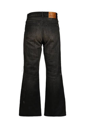 REPAIRED WIDE BOOTCUT JEANS / BLK