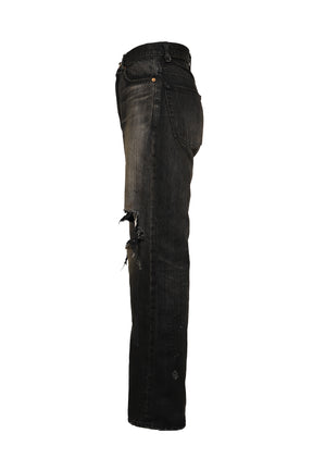 REPAIRED WIDE BOOTCUT JEANS / BLK