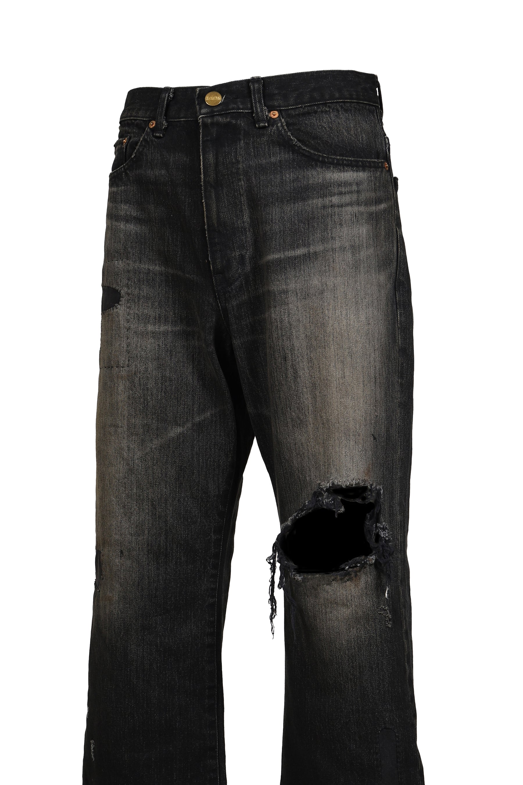 REPAIRED WIDE BOOTCUT JEANS / BLK