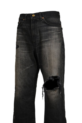 REPAIRED WIDE BOOTCUT JEANS / BLK