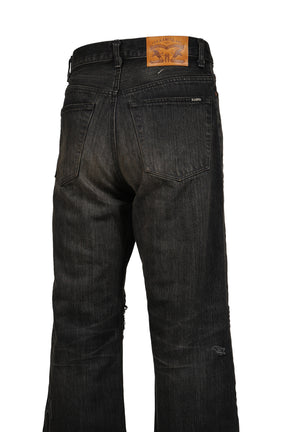 REPAIRED WIDE BOOTCUT JEANS / BLK