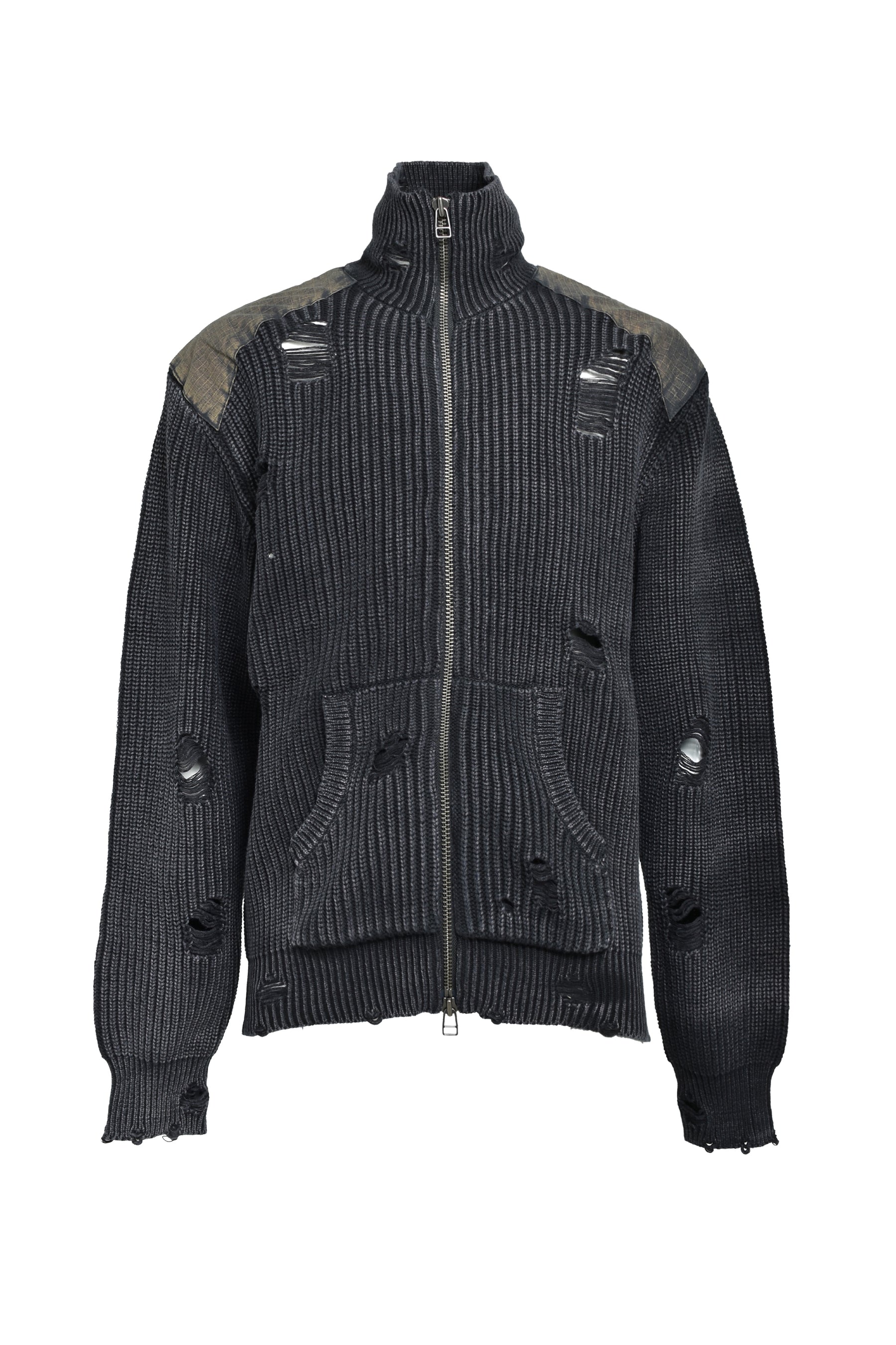 BREATH ブレス FW25 OVERDIE DAMAGE ZIP KNIT / BLK - NUBIAN ヌビアン