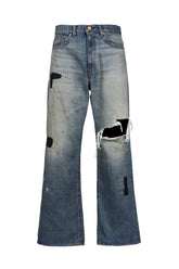 REPAIRED WIDE BOOTCUT JEANS / IND