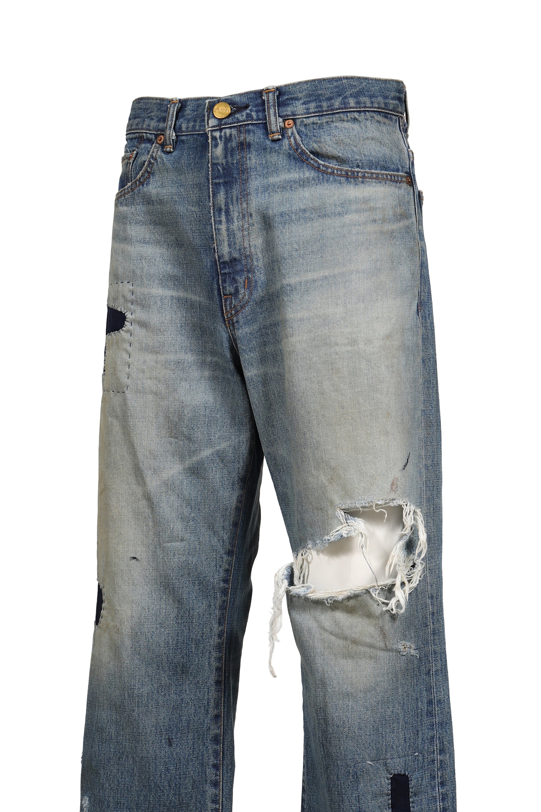 REPAIRED WIDE BOOTCUT JEANS / IND