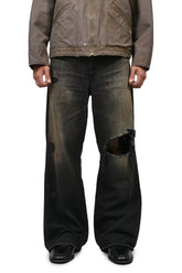 REPAIRED WIDE BOOTCUT JEANS / BLK