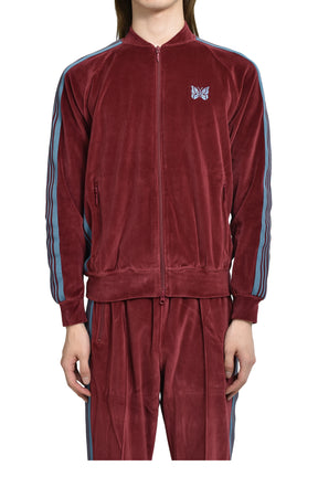RIB COLLAR TRACK JACKET - C/PE VELOUR / BUR 