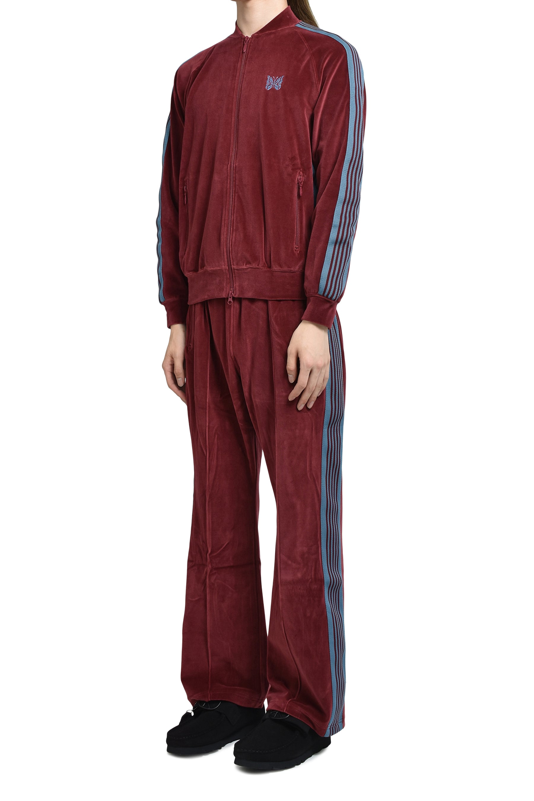 RIB COLLAR TRACK JACKET - C/PE VELOUR / BUR 