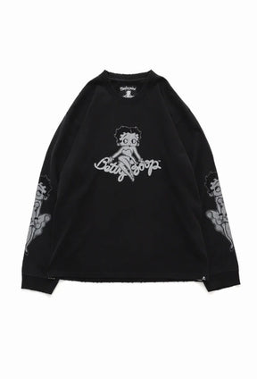 L/S TEE ( DAMEGED ) BOXY FIT / MONOCHROME