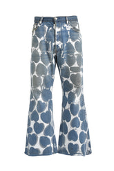 HEART PRINTED DENIM BLU