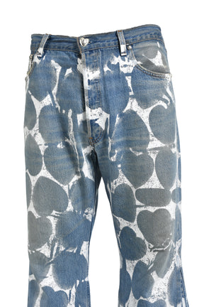 HEART PRINTED DENIM BLU