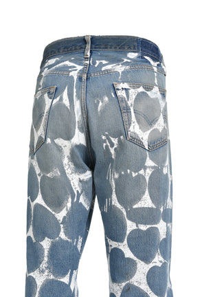 HEART PRINTED DENIM BLU