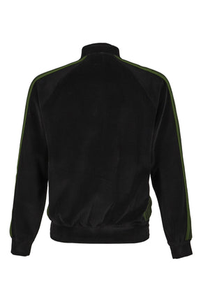 RIB COLLAR TRACK JACKET - C/PE VELOUR / BLK 