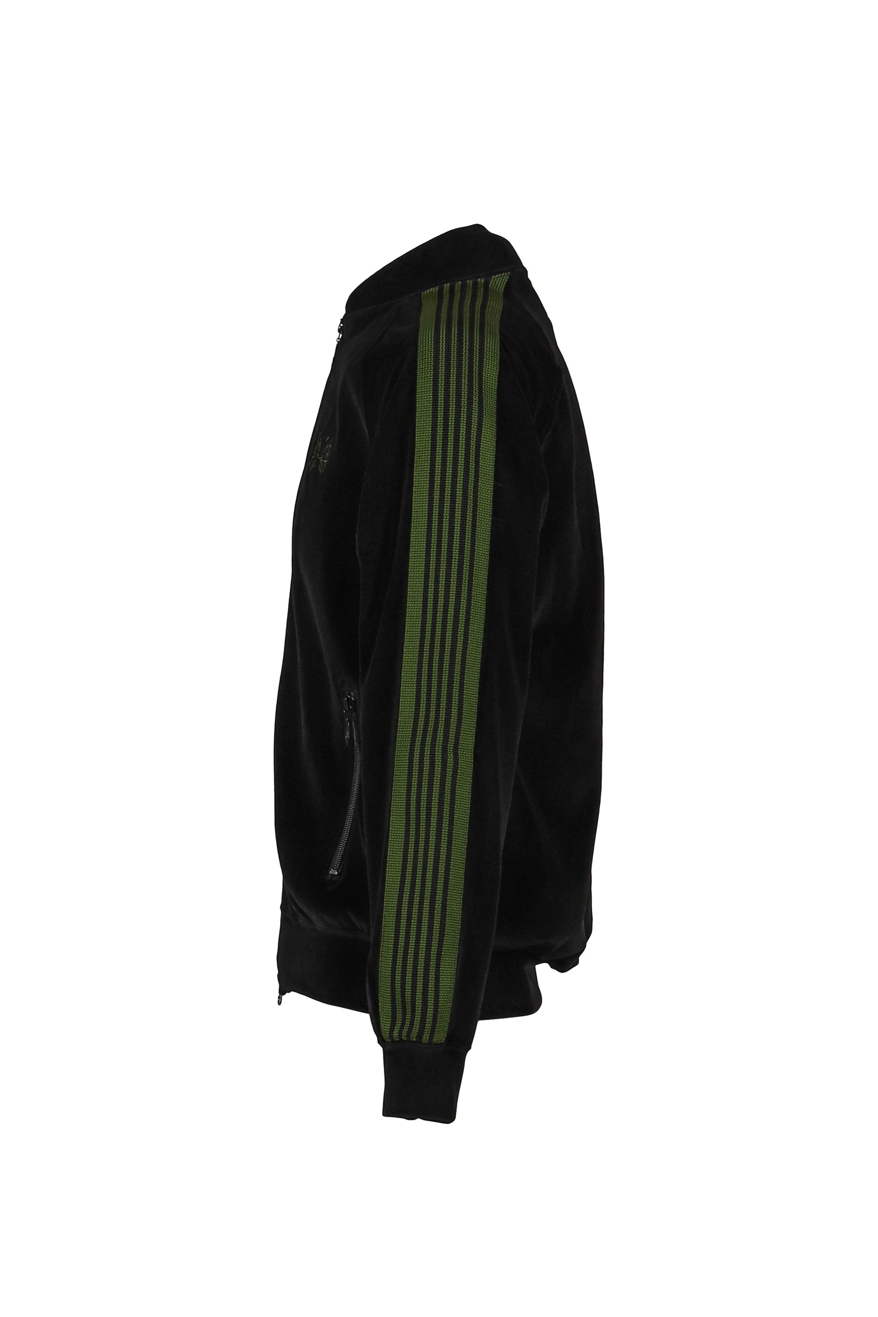 RIB COLLAR TRACK JACKET - C/PE VELOUR / BLK 