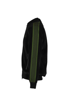 RIB COLLAR TRACK JACKET - C/PE VELOUR / BLK 